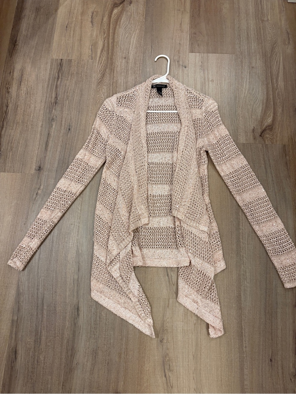 INC International Concepts Blush Open-Front Waterfall Knit Cardigan